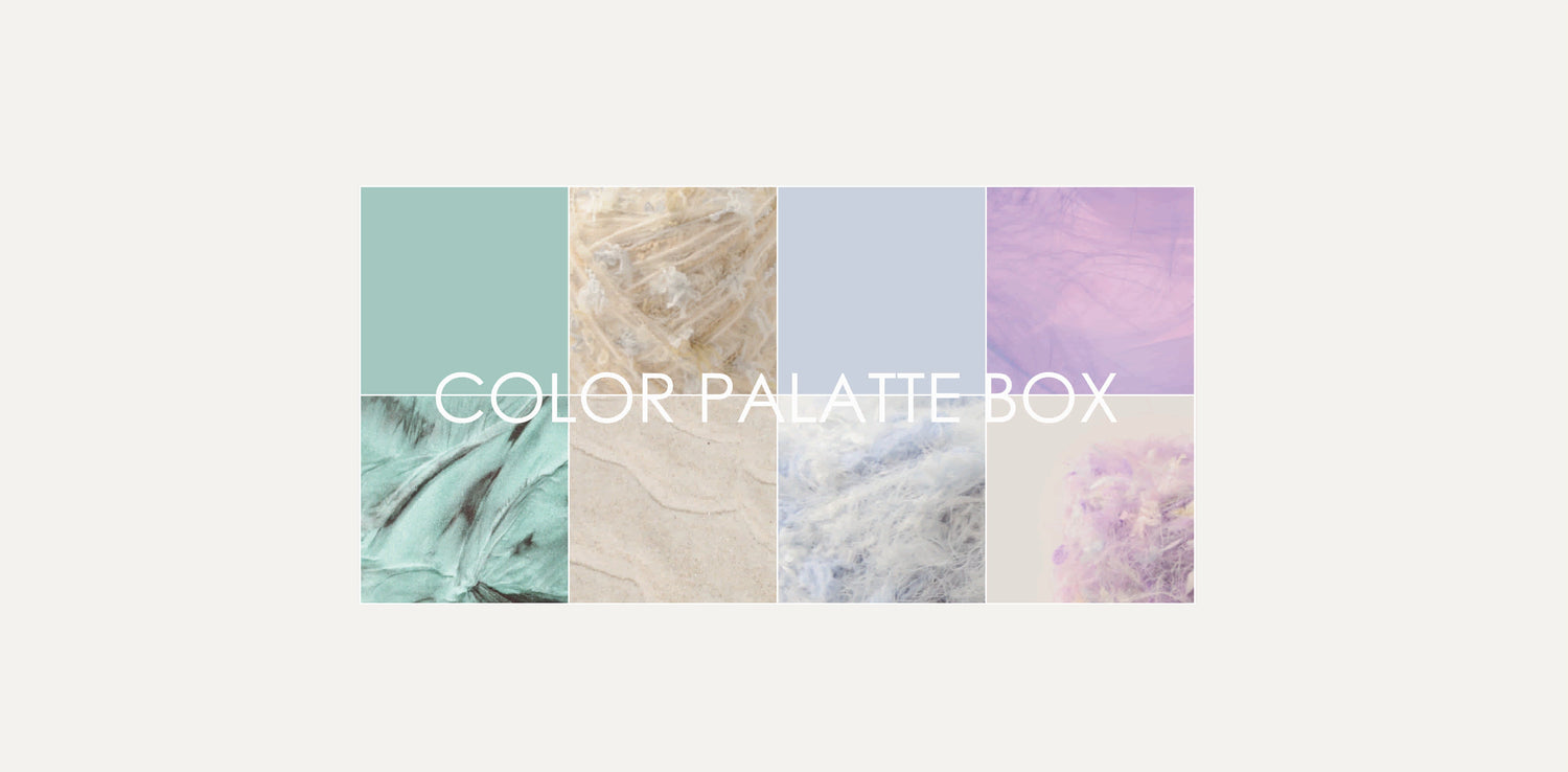 Curated yarn color palettes — six hand-blended skeins harmonized in tone and texture, inspired by nature