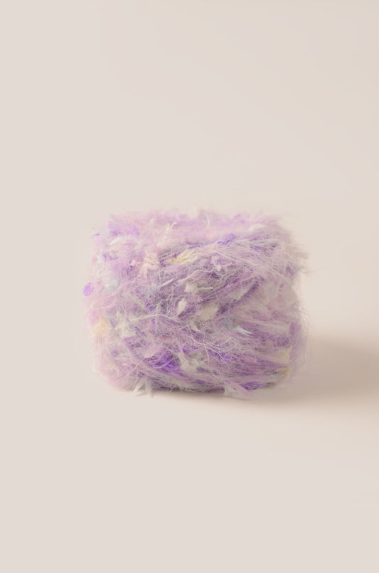 Lilac Dreams hand-blended yarn – soft fluffy pastel purple and multicolour fibres, inspired by lilac blooms, perfect for crochet and knitting